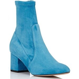 Valentino light blue stretch-suede block heel ankle boots size IT 40 US 10